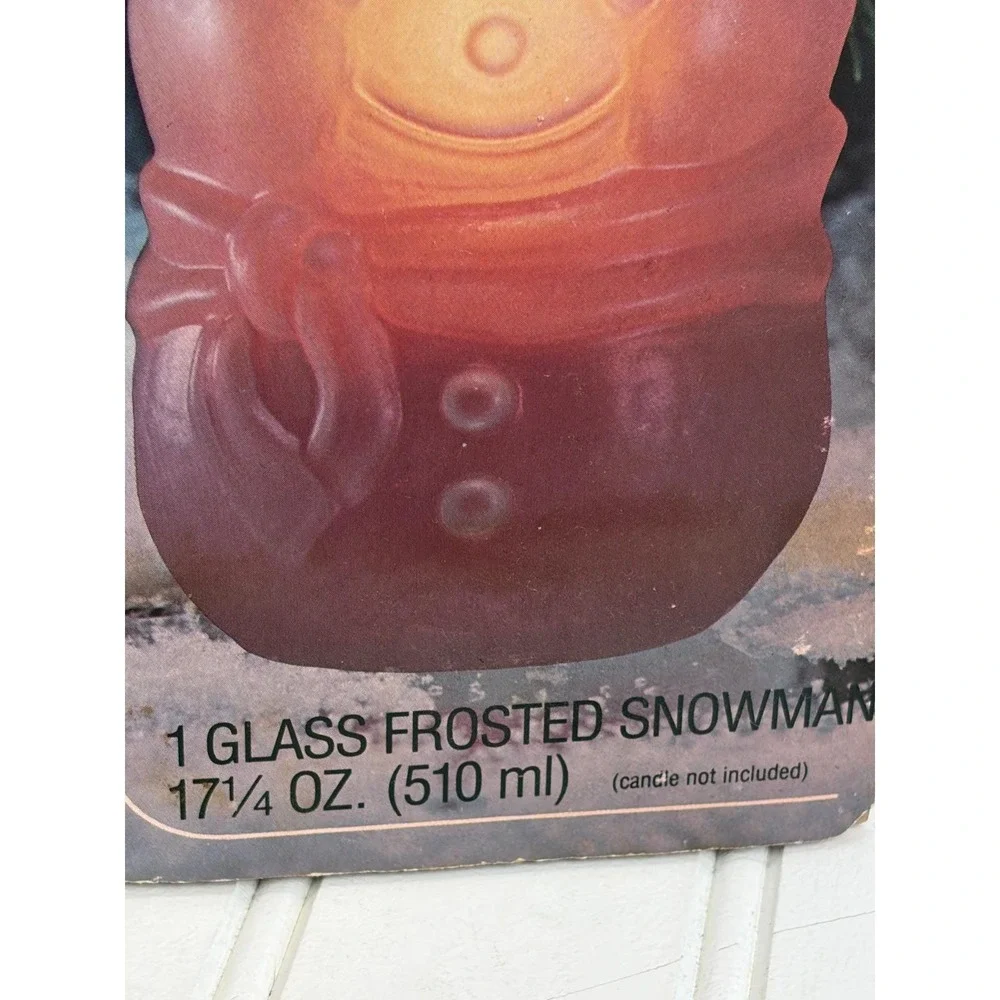 Vintage‎ Libbey Frosted Glass Snowman Votive Holder Kitsch Holiday
